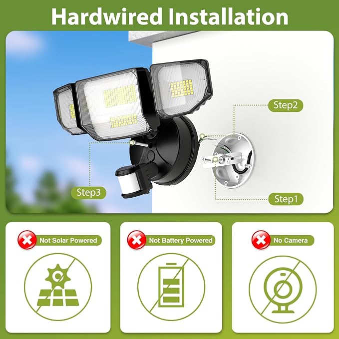 Abovizo 150W 16500LM LED Flood Lights Outdoor Motion Sensor, 6500K Security - Image 2