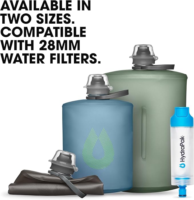 HydraPak Stow Collapsible Water Bottle – 350ml, 1L – Ultralight, Leak-Proof - Image 5
