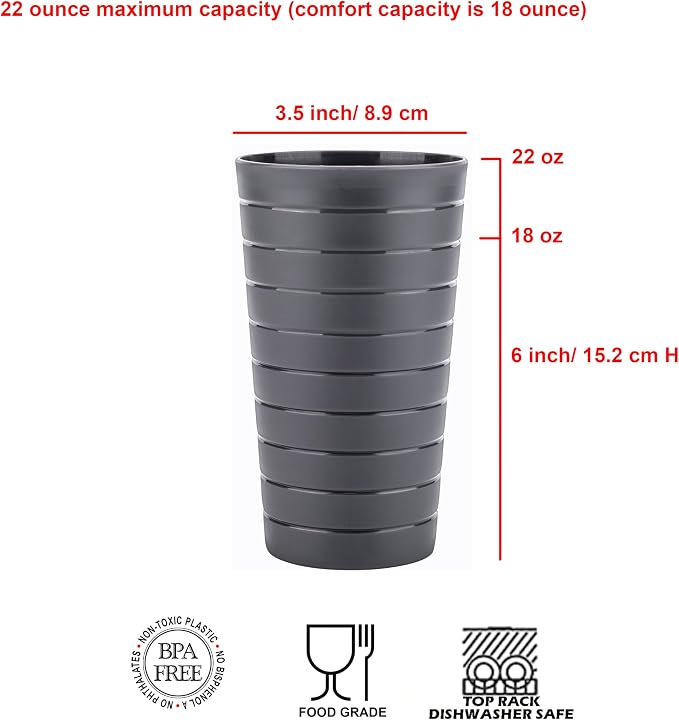 KX-WARE Mixed Drinkware 22-ounce Plastic Tumblers/Drinking Glasses/Party - Image 2