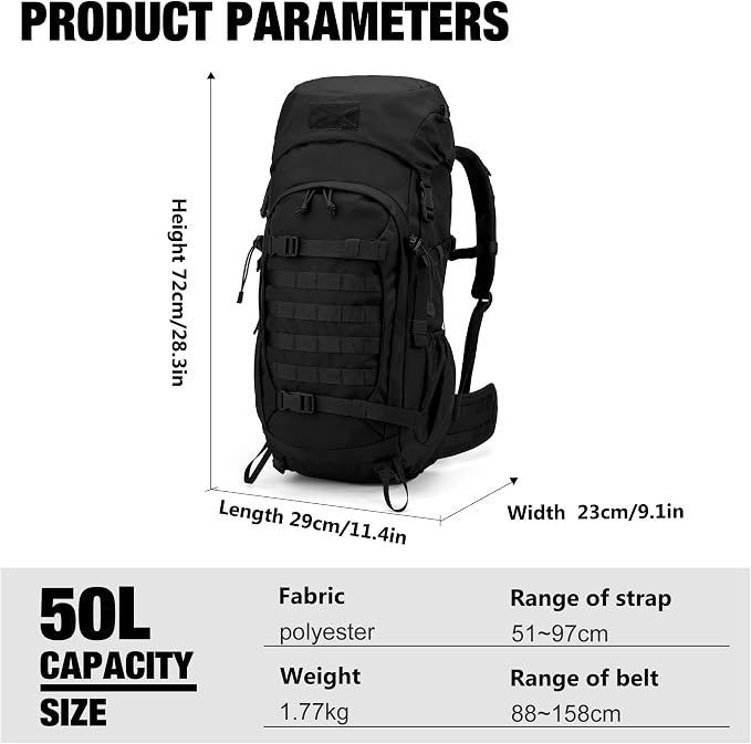 Mardingtop 50L Hiking Backpack, Backpacking Backpack - Image 3