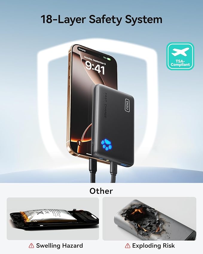 INIU Portable Charger, Ultra Slim 10000mAh 45W PD Power Bank, Fast Charging - Image 8