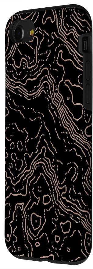 Topography Black & Brown Abstract Pattern Topographic Map Case - Image 2
