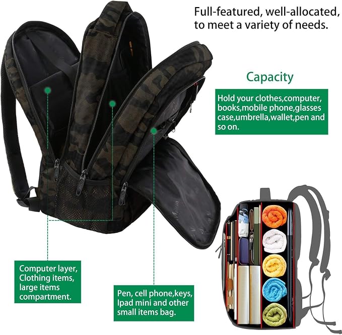 MATEIN 15.6 Inch Laptop Backpack, Sturdy Business Travel Laptop Bagpack - Image 7