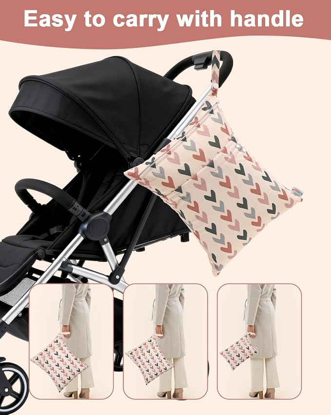 ALVABABY 3 pcs Cloth Diaper Wet Dry Bags Waterproof Reusable - Image 4