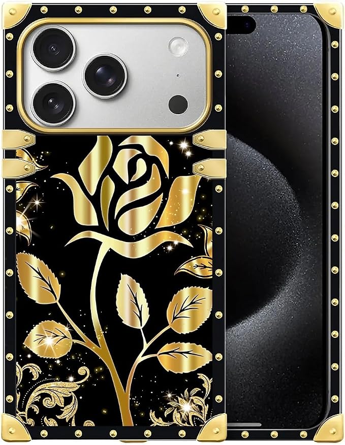 for iPhone 17 Pro Case Luxury Golden Decoration by Unknown