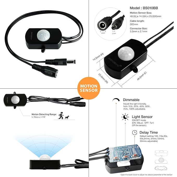 Sensky 19.7ft/6m Motion Activated LED Strip Light Kit - Image 2