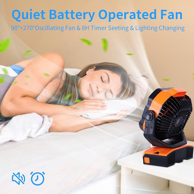 WESTTREE 20000mAh Camping Fan Oscillating Portable Fan Battery Powered Fans - Image 6