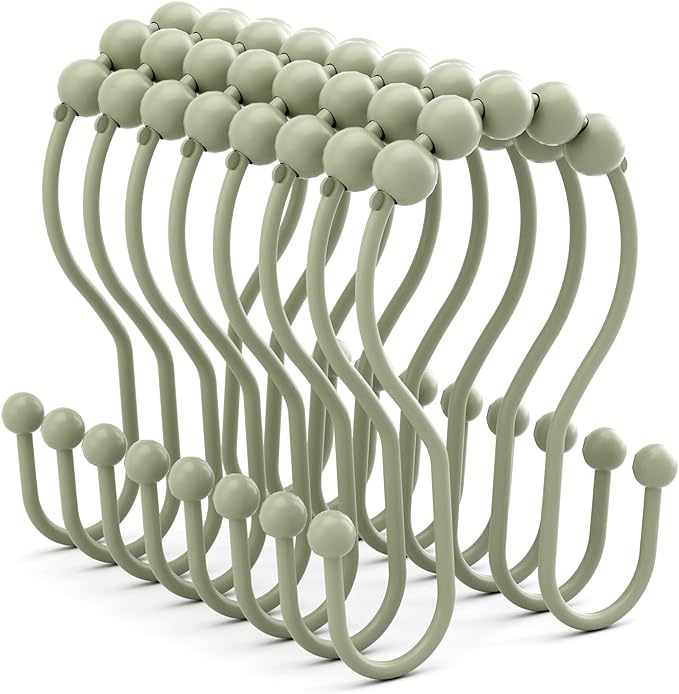 Bathway Sage Green Shower Curtain Hooks Shower Curtain Rings Rust Proof Sturdy by Bathway