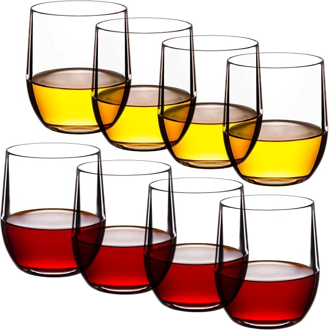 14-ounce Plastic Stemless Wine Glasses, All Purpose Arcylic Glasses by ZAINCA