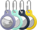 AirTag Holder with 304 Carabiner, 4 Pack IPX8 Waterproof Shockproof PC Hard Case by HOME