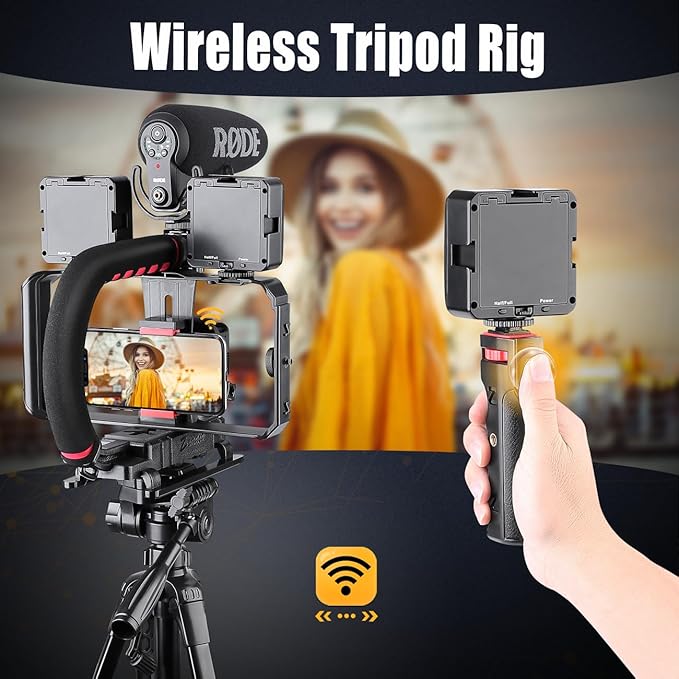Zeadio Camera Smartphone Handheld Stabilizer, Triple Cold-Shoe Handle Grip - Image 4