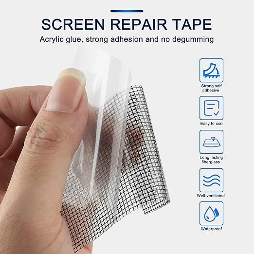 SANKEMU Window Screen Repair Kit 2 in X 16.5FT 3-Layer Strong Adhesive & - Image 3