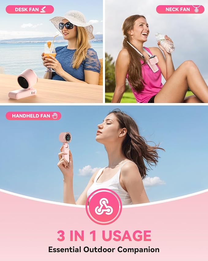 PlayHot Portable Handheld Turbo Fan, 5-Speed Personal Fans, 5000mAh - Image 3