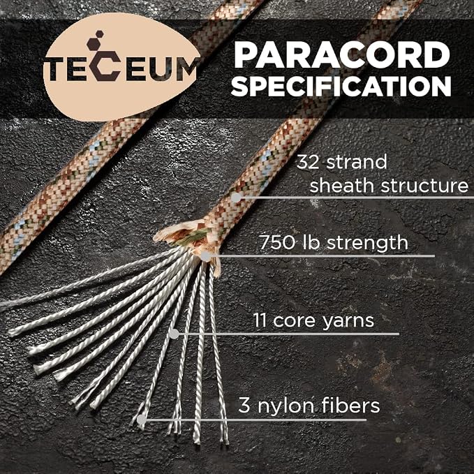 TECEUM 5/32" Paracord Rope 1000 – 1000ft / 200ft / 100ft / 50ft – Tactical - Image 2