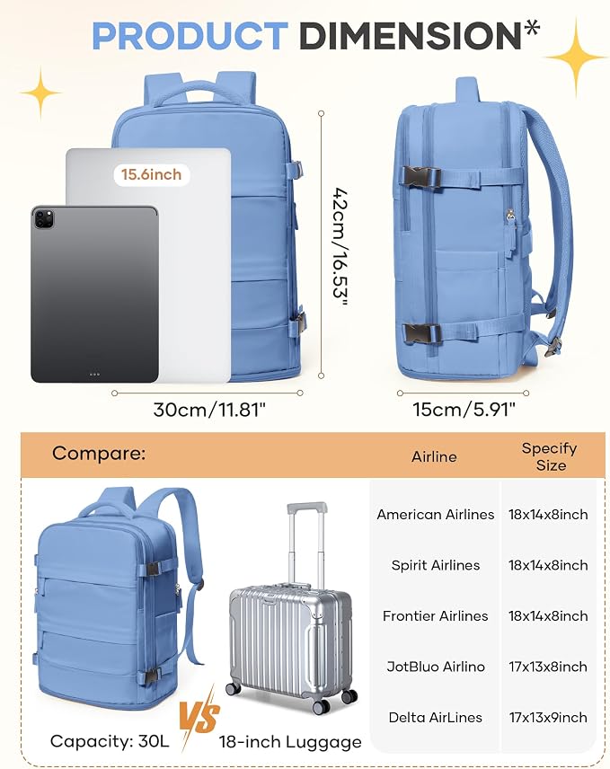 Travel Backpack for Women Airline Approved Carry on Backpack for Airplanes - Image 4