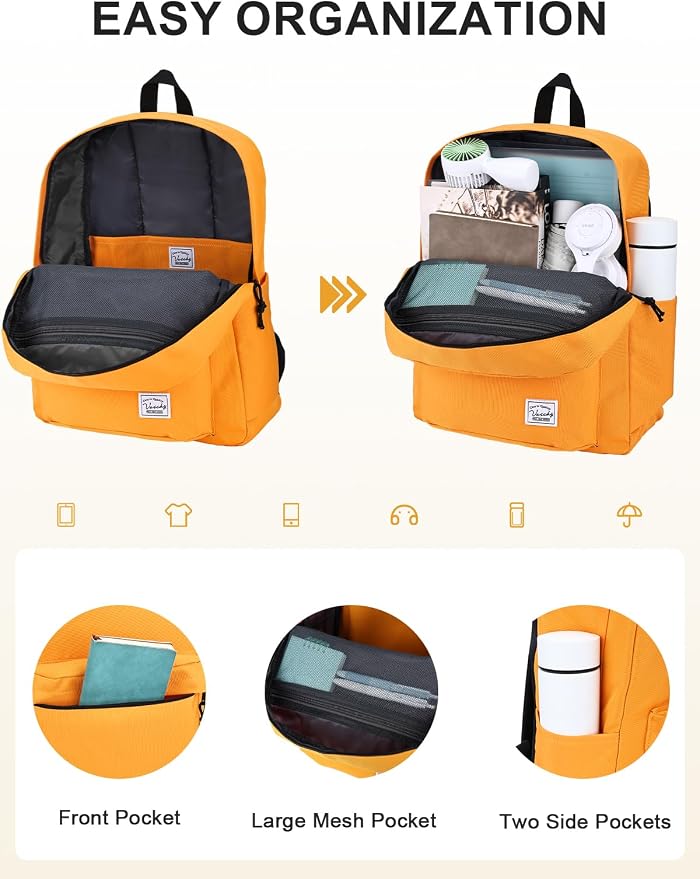 VASCHY Lightweight Backpack for School, Classic Basic Water Resistant Casual - Image 3