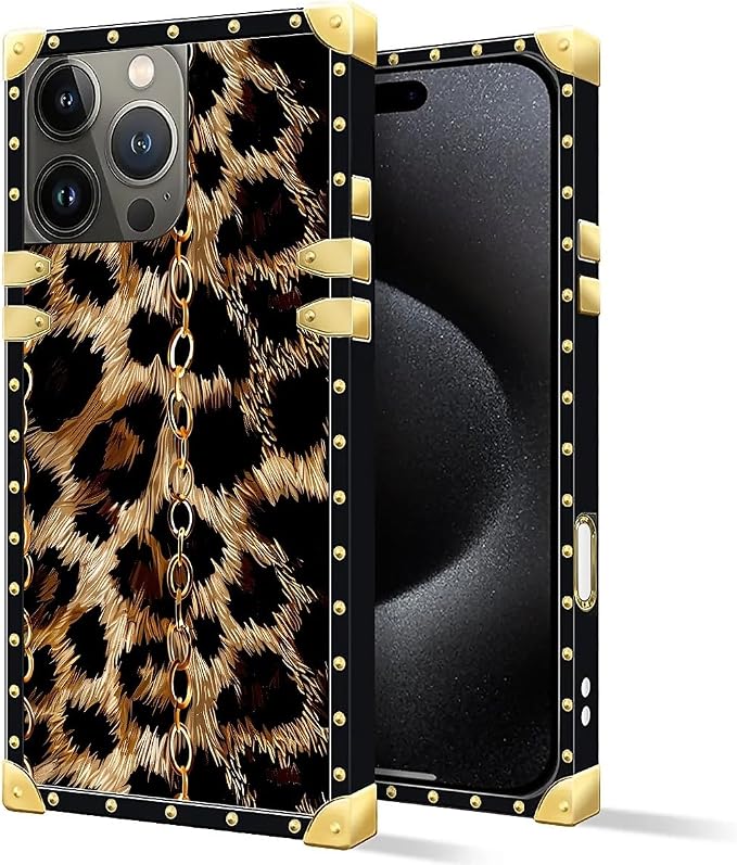 Compatible with iPhone 16 Pro Case, Seamless Gold Chain Leopard Luxury Golden - Image 2