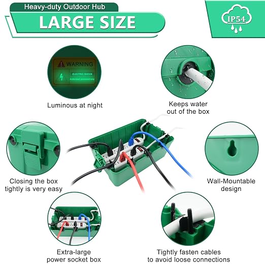 NineLeaf IP54 Waterproof Electrical Box, Outdoor Weatherproof Plug Cover - Image 3