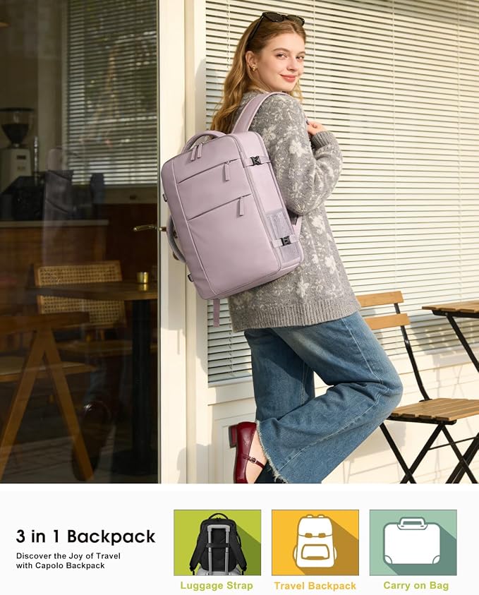 Capolo Travel Backpack for Women Men Waterproof Laptop Backpack Airlines - Image 2