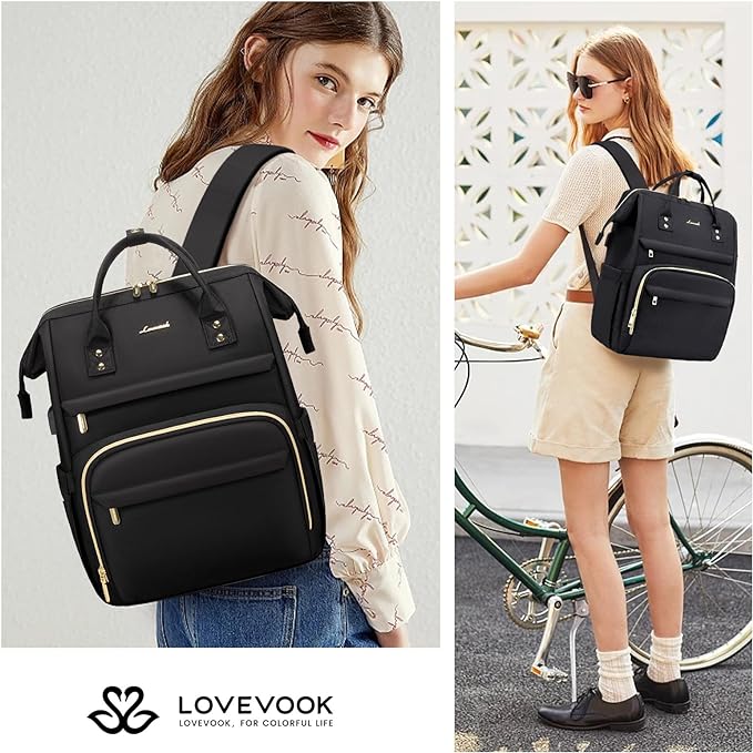 LOVEVOOK Laptop Backpack, 15.6 Inch Professional Womens Purse Computer Bag - Image 6