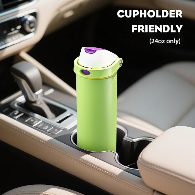 POWCAN 24 oz Insulated Water Bottle: 2-in-1 Push-Button Spout & Quick-Flip Straw - Image 5