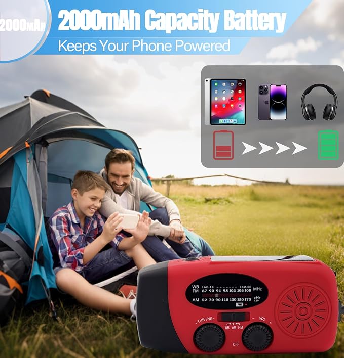 Emergency Hand Crank Weather Radio, AM/FM NOAA Portable Solar Radio - Image 4