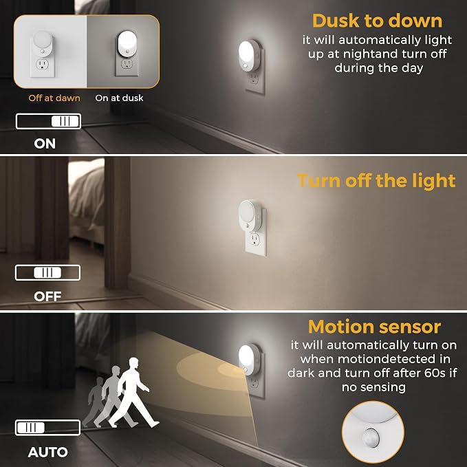 L LOHAS LED Motion Sensor Night Light, Night Lights Plug into Wall, 2 IN 1 - Image 2