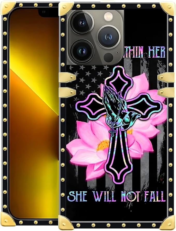 Compatible with iPhone 13 Pro Max Case, Praying Cross Hands Luxury Golden by Unknown