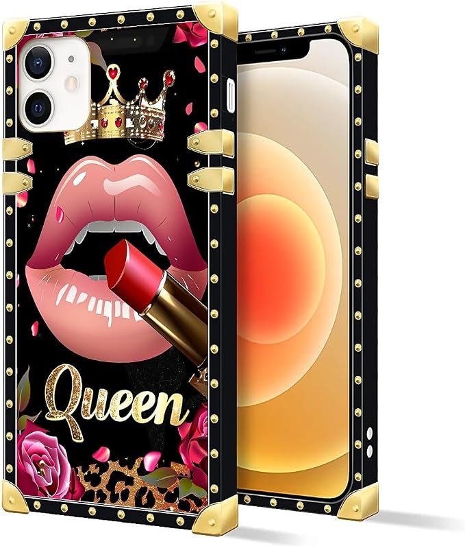 Compatible with iPhone 11 Case, Glitter Red Rose Queen Leopard Lipstick Luxury - Image 2