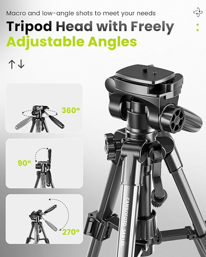 CAMBOFOTO 30"-Camera-Tripod, Porfessional Aluminum Heavy Duty Tripod Stand - Image 6
