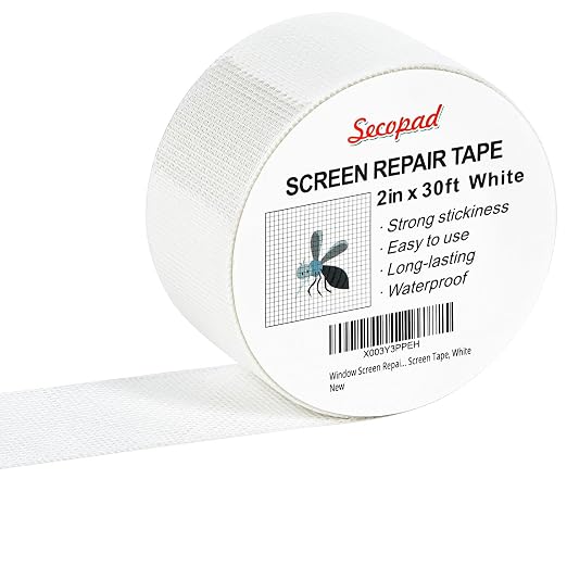 Secopad White Window Screen Repair Tape, 2 in X 30 FT Kit by Secopad