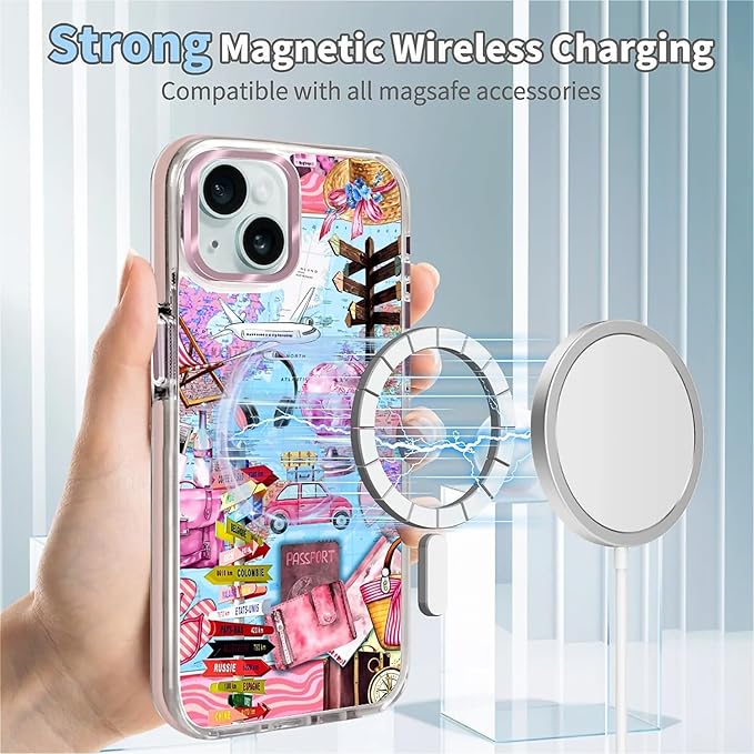Case for iPhone 13/14, Cover Holiday Trip World Map Phone Case Design，for Women - Image 4