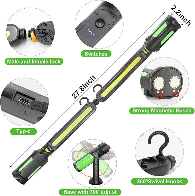 SYLSTAR Work Light for Mechanic, 2400LM LED, 4400mAh Rechargeable, Underhood - Image 7