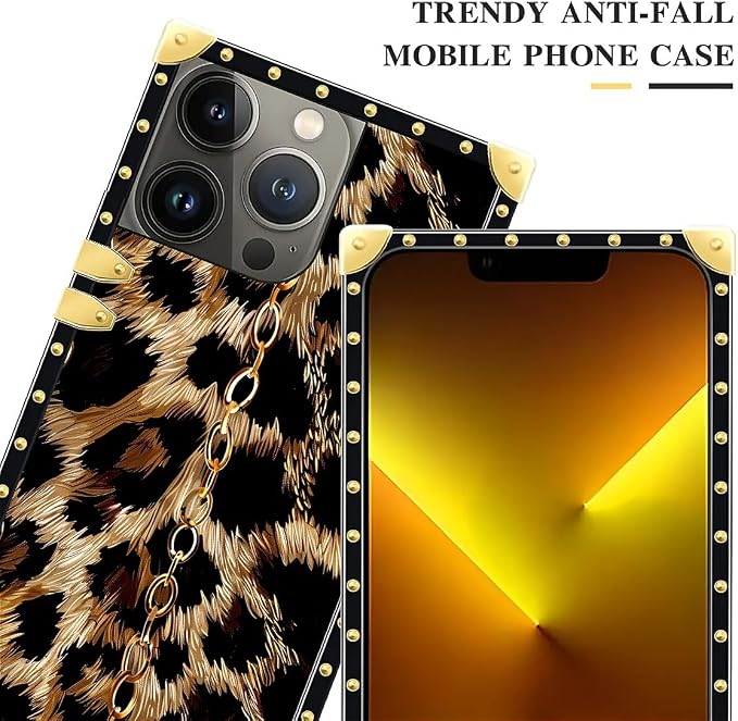 Compatible with iPhone 13 Pro Max Case, Seamless Gold Chain Leopard Luxury - Image 4