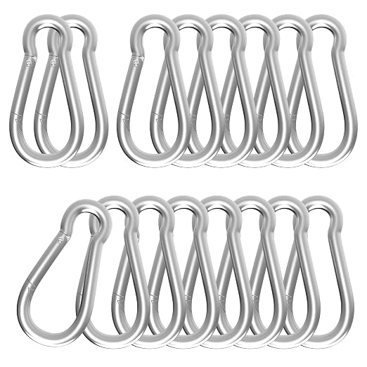 Carabiner, Heavy Duty Galvanized Steel Spring Snap Hook Carabiner Clips by High-PQ