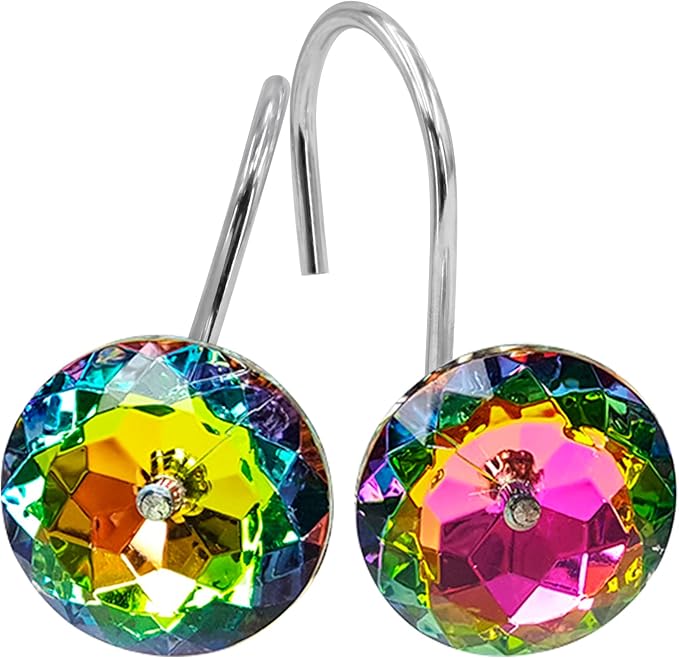 MitoVilla Christmas Shower Curtain Hooks Rings, Colorful Xmas Bling Shower Hooks by MitoVilla