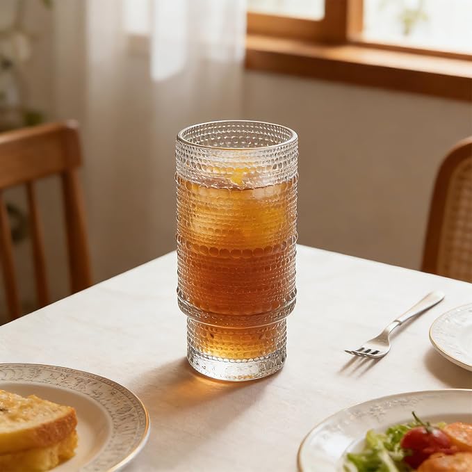 Large Capacity 16 oz Hobnail Drinking Glasses Set of 4, Vintage Glassware - Image 3