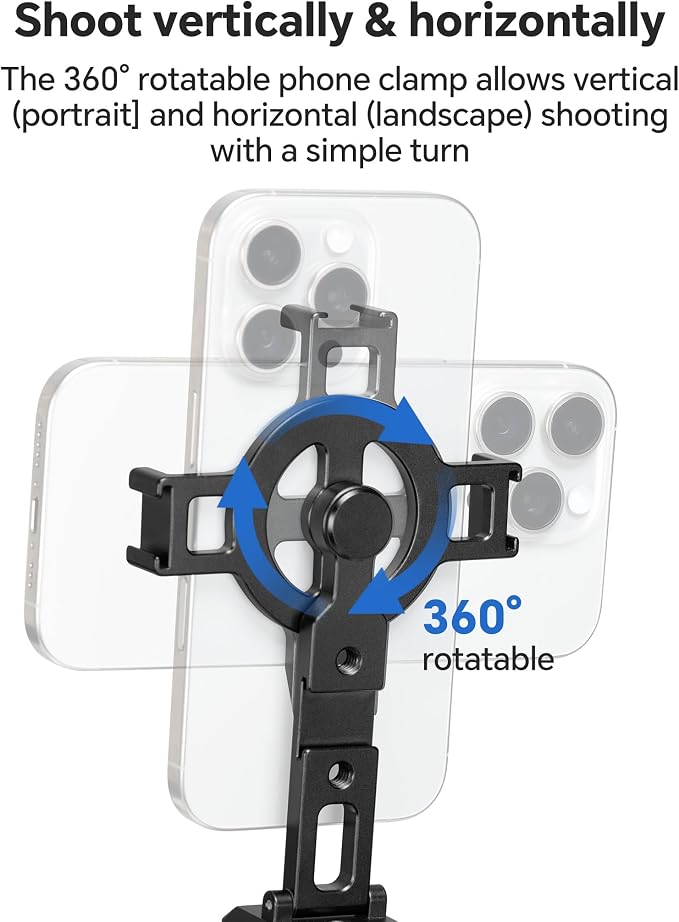 FANAUE Cell Phone Tripod Mount, Magnetic Aluminum Smartphone Stand Adapter - Image 8
