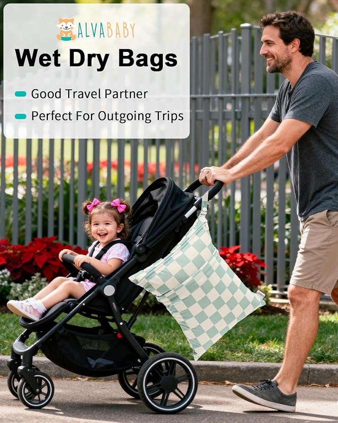 ALVABABY 3 pcs Cloth Diaper Wet Dry Bags Waterproof Reusable - Image 7