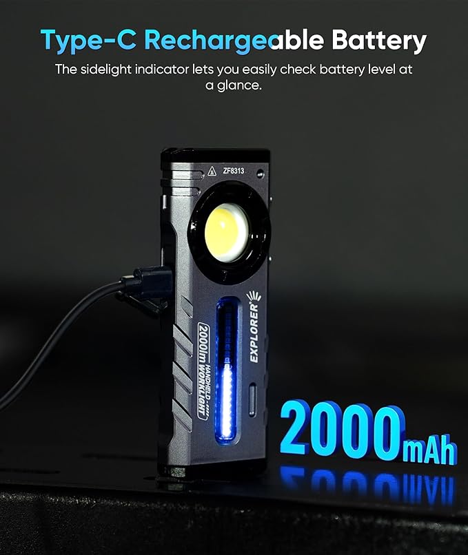 HOTLIGH ZF8313 Rechargeable Flashlight, Magnetic EDC Flashlight Rechargeable - Image 3