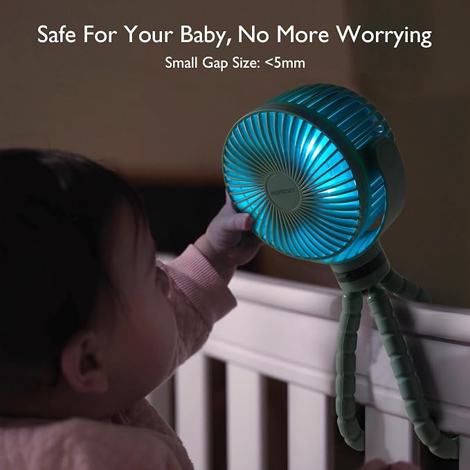 Momcozy 8000mAh Portable Stroller Fan, 27H Ultra-long Battery Life Detachable 4 - Image 4