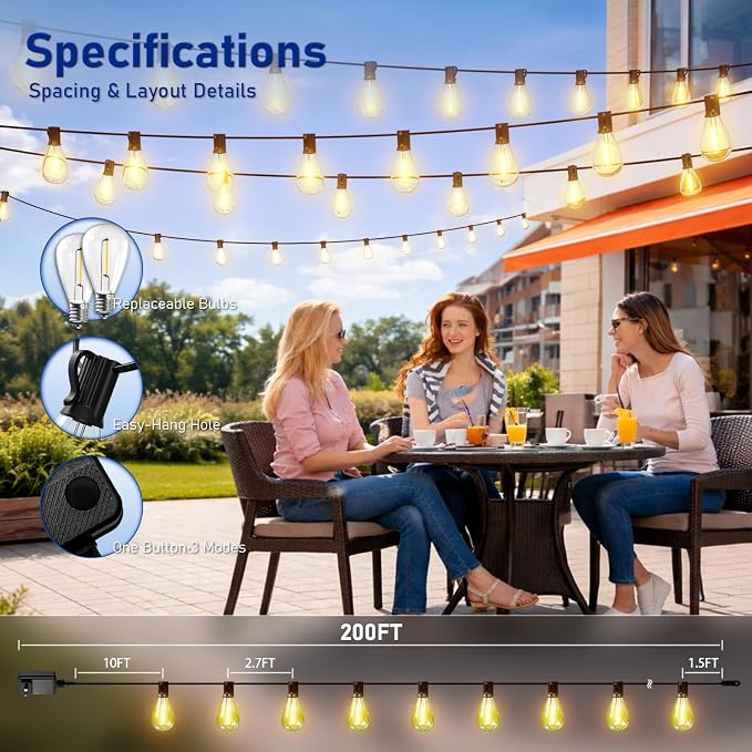 200FT LED Outdoor String Lights - Image 7