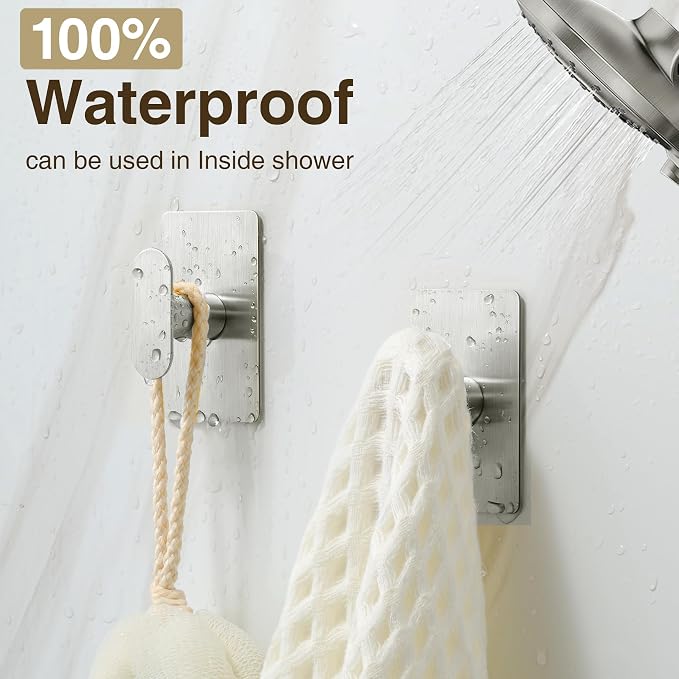 pickpiff Adhesive Towel Hooks for Bathroom: 20LB Extra Strong Wall Hanger for - Image 5