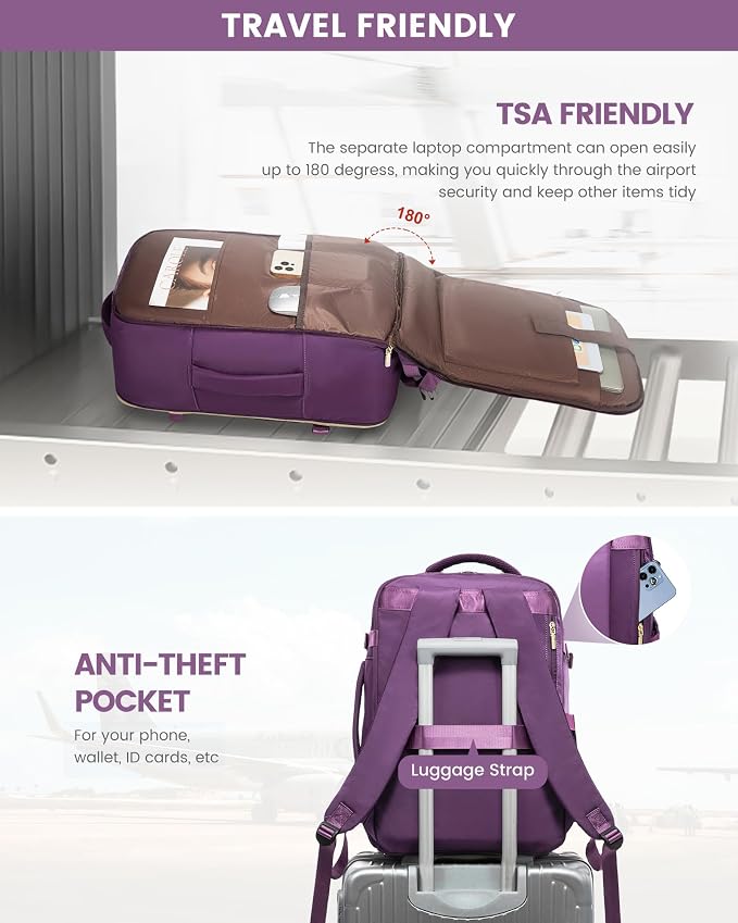 LOVEVOOK Large Travel Backpack for Women, TSA Carry on Backpack for Airplanes - Image 4