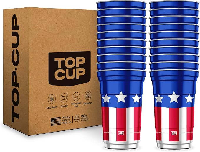 Top Cup America's 250th Birthday 20 oz Reusable Aluminum Party Cups 20 Count | by TopCup
