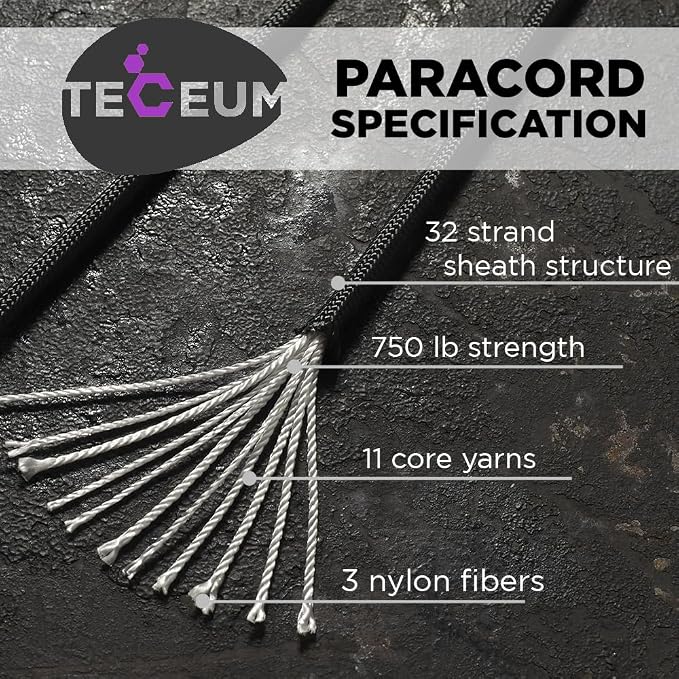 TECEUM 5/32" Paracord Rope 1000 – 1000ft / 200ft / 100ft / 50ft – Tactical - Image 2
