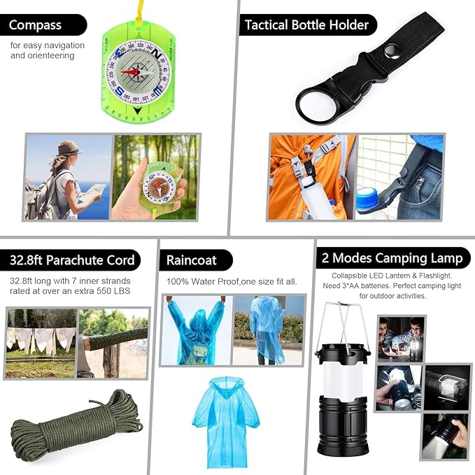 Survival Kit, First Aid Kit Survival Gear and Supplies Emergency Kit - Image 5