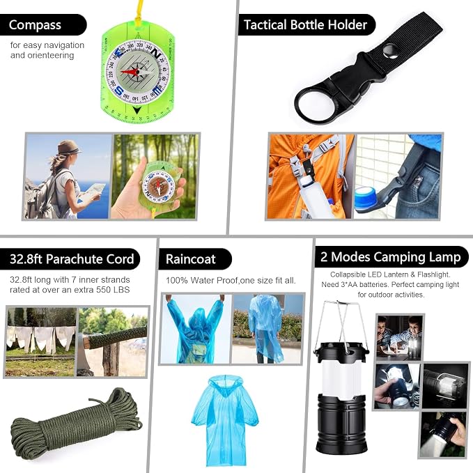 Survival Kit, First Aid Kit Survival Gear and Supplies Emergency Kit - Image 5