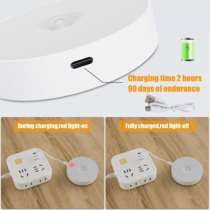 6 Pack Motion Sensor Light Indoor, USB Rechargeable Night Light, Long Last - Image 4