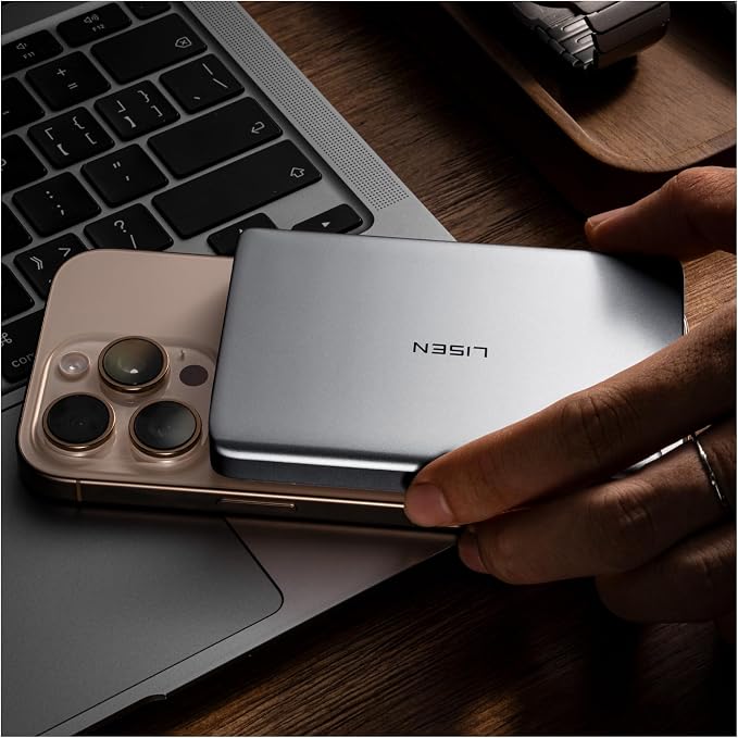 LISEN 0.5‘’ Ultra Slim MagSafe Portable Charger, 10000mAh Wireless Card Slim by Lisen